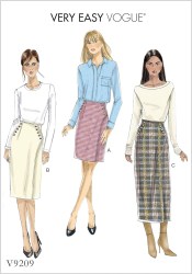 9209 VOGUE EASY BUTTON WRAP SKIRT 3 LENGTHS PATTERN 14-22 NEW
